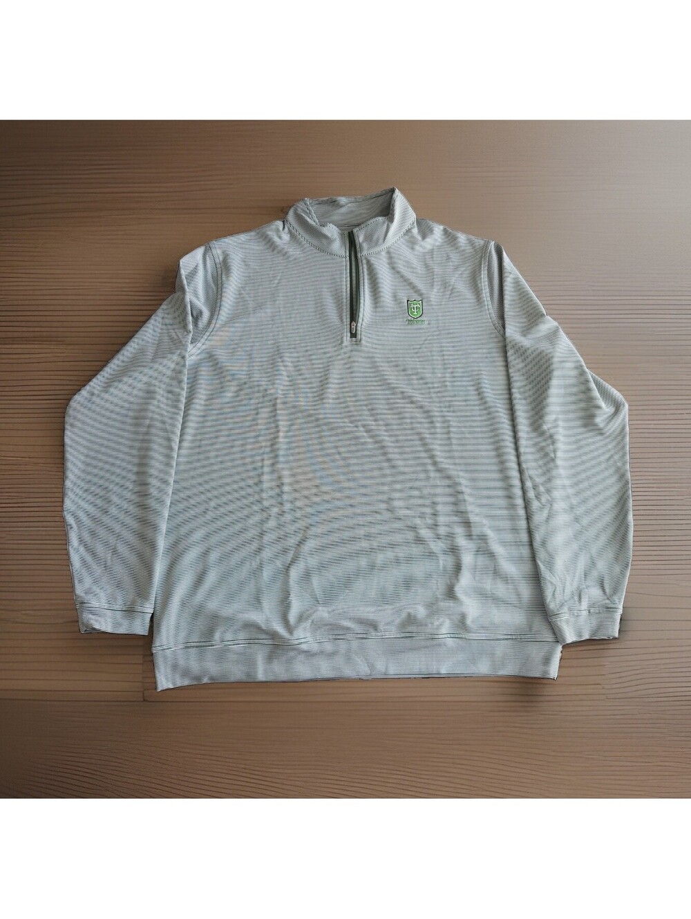 Peter Millar Men’s 2XL White/Green Striped Tulane University Perth  1/4 Zip